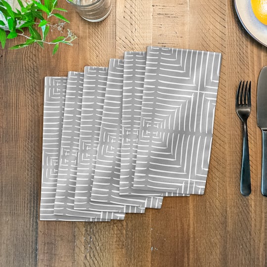 Gray Geo Diamonds Cotton Twill Napkin